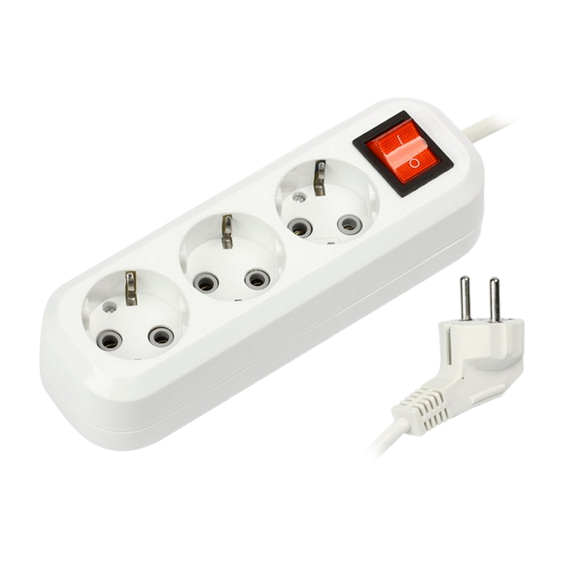 Удлинитель Smartbuy 3р.С/З 16A 1.5м с выкл. ПВС 3x1мм² белый (1/50)