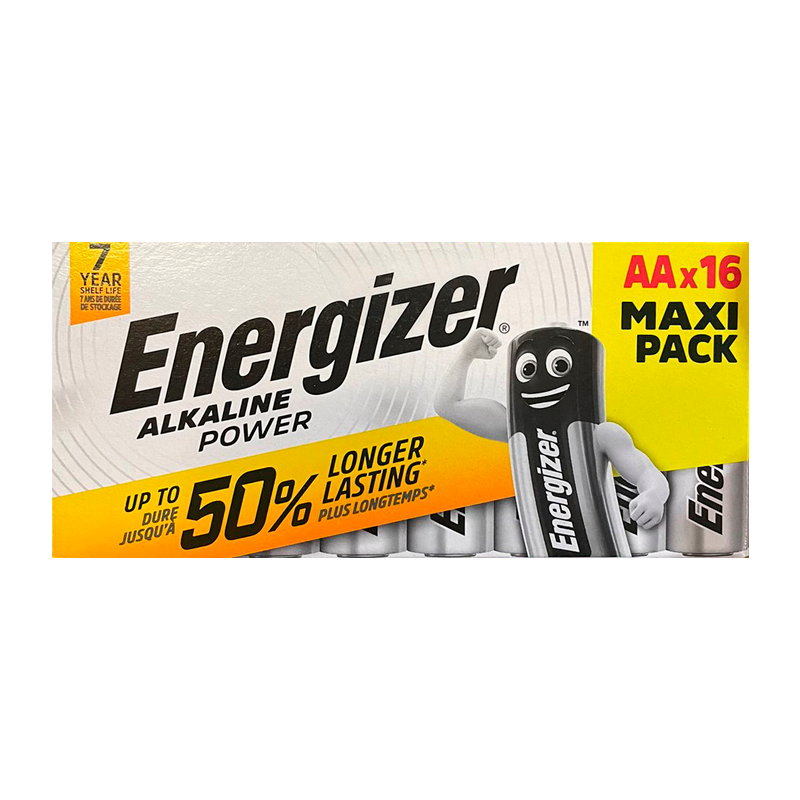 Батарейка Energizer Alkaline power LR6 AA BOX16 Alkaline 1.5V (16/192/4224/29568)