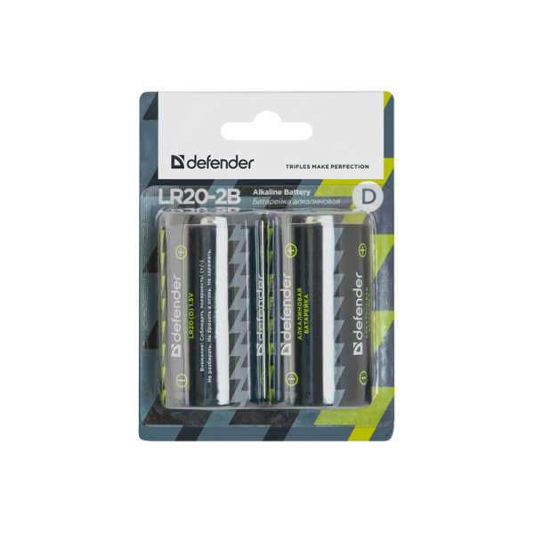 Батарейка Defender LR20 D BL2 Alkaline 1.5V (2/20/120)