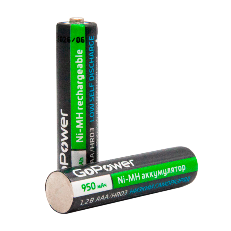 Аккумулятор предзаряженный RTU GoPower HR03 AAA BL2 NI-MH 950mAh (2/20/320)