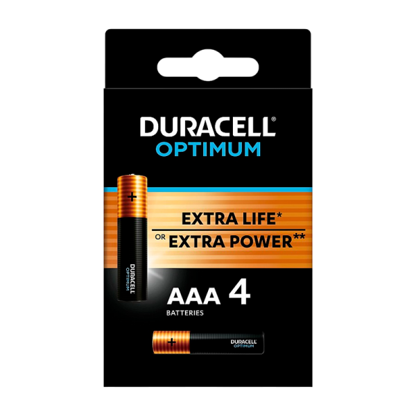 Батарейка Duracell Optimum LR03 AAA BL4 Alkaline 1.5V (4/32)