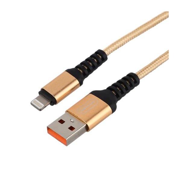 Кабель GoPower GP02L USB (m)-Lightning (m) 1.0м 2.4A нейлон золотой (1/200/800)