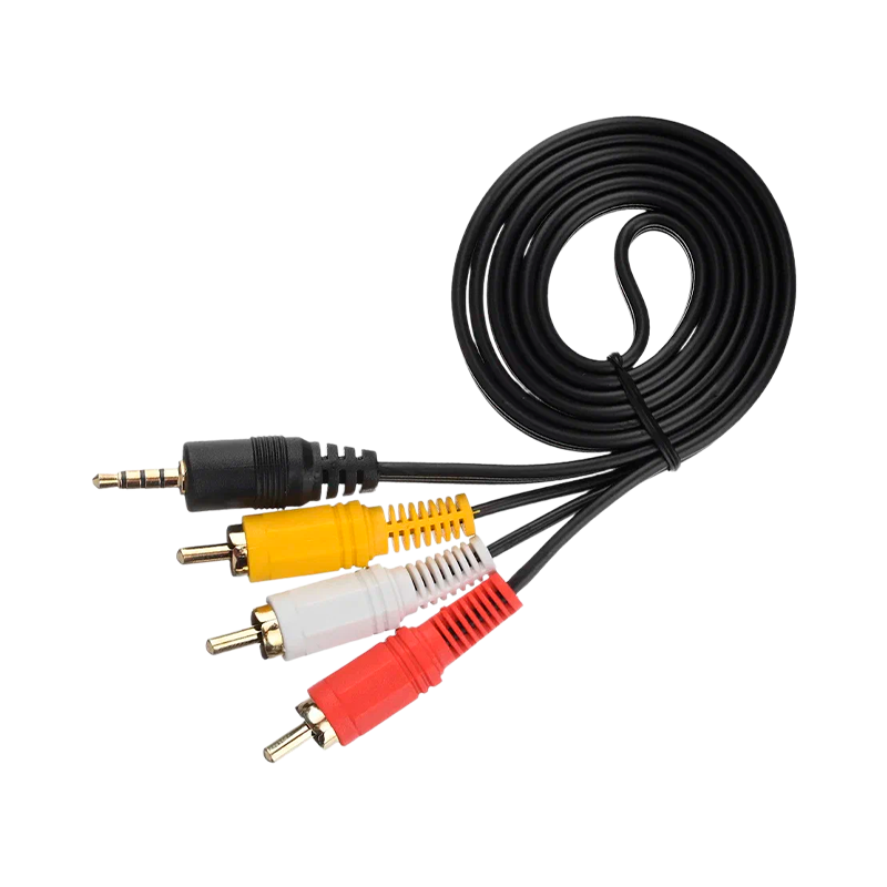 Кабель AUX GoPower Jack 3.5mm (m)-3xRCA (m) 1.0м ПВХ черный Premium Zip-Lock c подвесом (1/200)