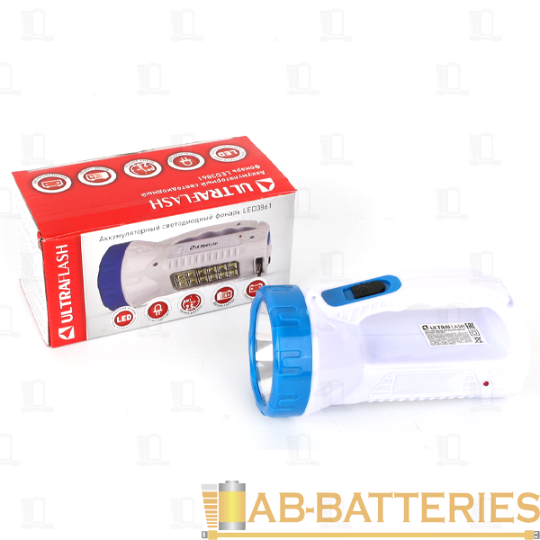 Фонарь туристический Ultraflash LED3861 1LED+12SMD от аккумулятора IP22 белый синий (1/8)