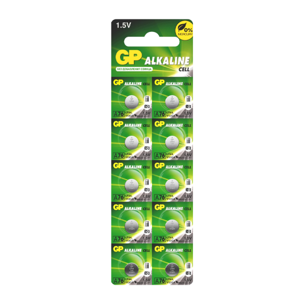 Батарейка GP G13/LR1154/LR44/357A/A76 BL10 Alkaline 1.5V отрывные (10/250/5000) R