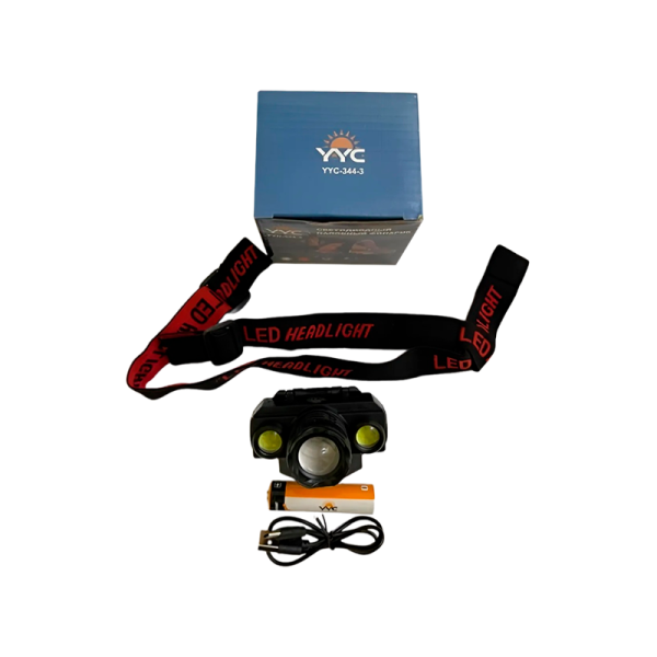 Фонарь налобный Без бренда YYC-344-3 от аккумулятора черный
