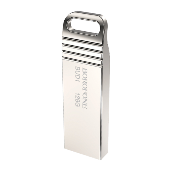 Флеш-накопитель Borofone Nimble BUD1 128GB USB2.0 металл серебряный (1/40/320)