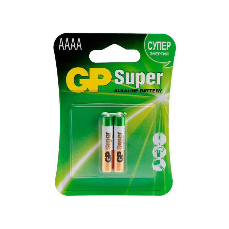 Батарейка GP Super AAAA/25A/LR61/LR8D425 BL2 Alkaline 1.5V (2/20/160)