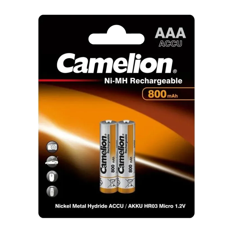 Аккумулятор бытовой Camelion HR03 AAA BL2 NI-MH 800mAh (2/24/480)