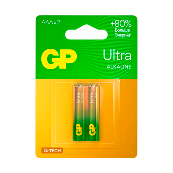 Батарейка GP ULTRA G-Tech LR03 AAA BL2 Alkaline 1.5V (2/20/160)