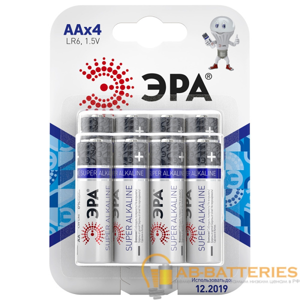 Батарейка ЭРА Super LR6 AA BL8 Alkaline 1.5V (8/80/640/11520)