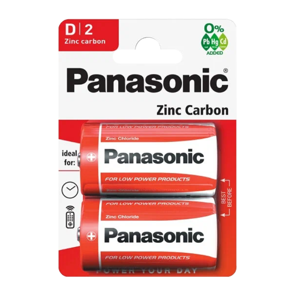 Батарейка Panasonic R20 D BL2 Zinc Carbon 1.5V (2/24/120)