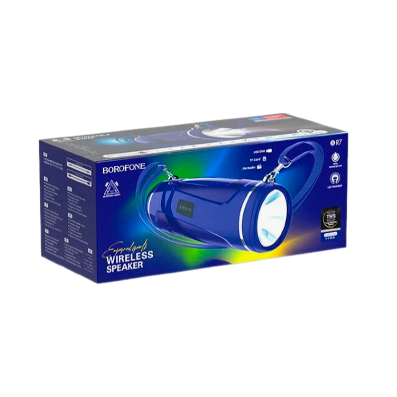 Портативная колонка Borofone BR7 bluetooth 5.0 microSD фонарик синий (1/40)