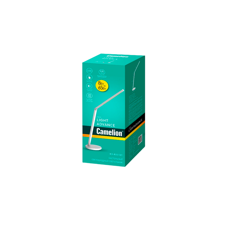 Светильник настольный Camelion KD-833 8W 230V IP20 рег.ярк./цвета белый (1/6)