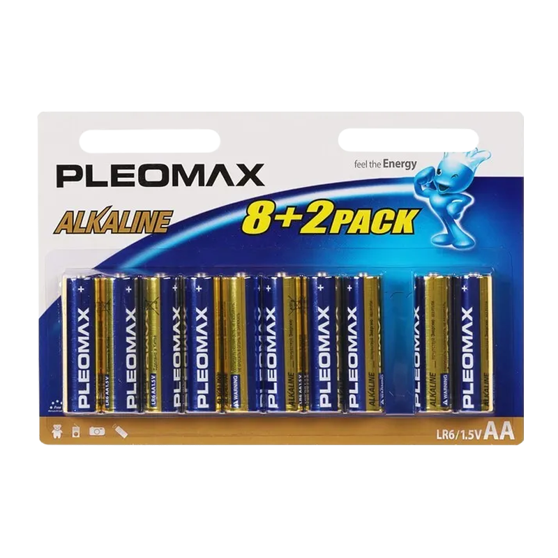 Батарейка Pleomax LR6 AA BL8+2 Alkaline 1.5V (10/100/600/18000)