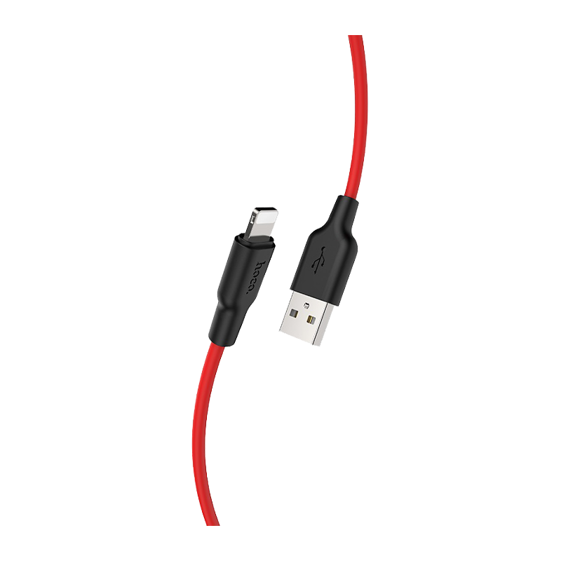 Кабель HOCO X21 Plus USB (m)-Lightning (m) 2.0м 2.4A силикон черный красный (1/28/168)