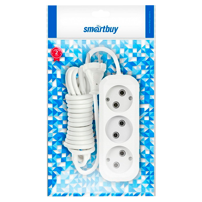 Удлинитель Smartbuy 3р.Б/З 10A 1.5м белый (1/50)