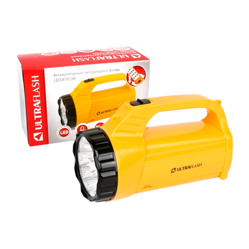 Фонарь туристический Ultraflash LED3819CSM 1.2W 9LED+12SMD от аккумулятора IP22 2 режима желтый (1/4
