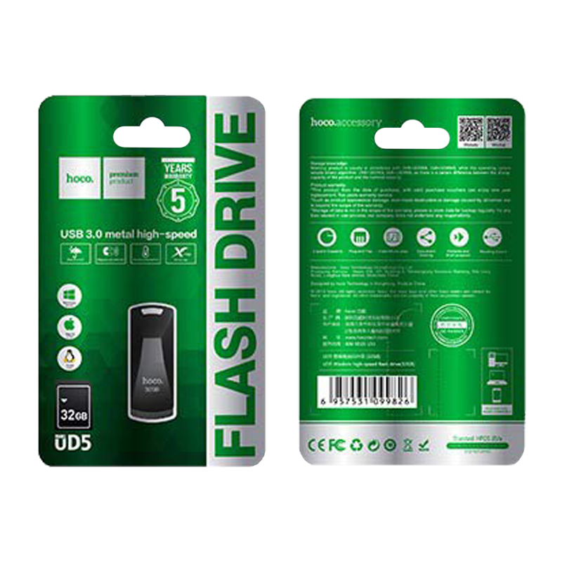 Флеш-накопитель HOCO UD5 32GB USB3.0 металл серебряный