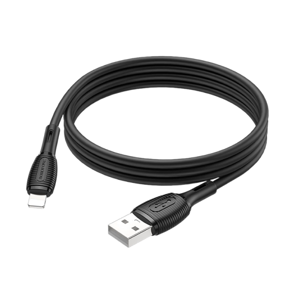 Кабель Borofone BX86 USB (m)-Lightning (m) 1.0м 2.4A силикон черный (1/360)
