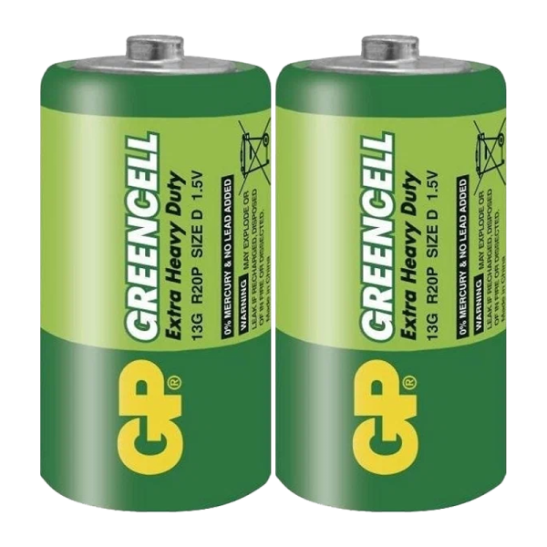 Батарейка GP GreenCell R20 D Shrink 2 Heavy Duty 1.5V (2/20/200) R