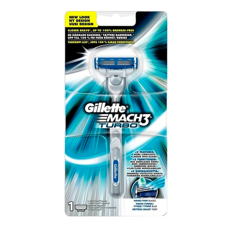 Бритва Gillette MACH3 TURBO 3 лезвия 1 кассета ENG (1/6)