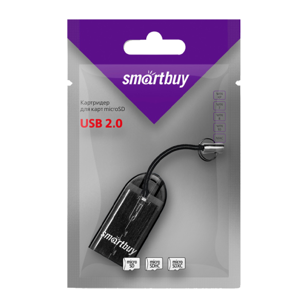 Картридер Smartbuy 710 USB2.0 microSD черный (1/20)