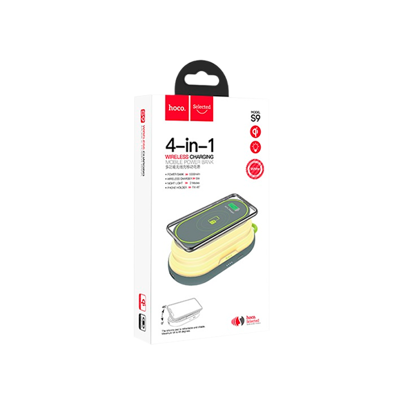 Внешний аккумулятор HOCO S9 5000mAh 1.0A 1USB/Type-C беспр. зар. Qi белый (1/29)