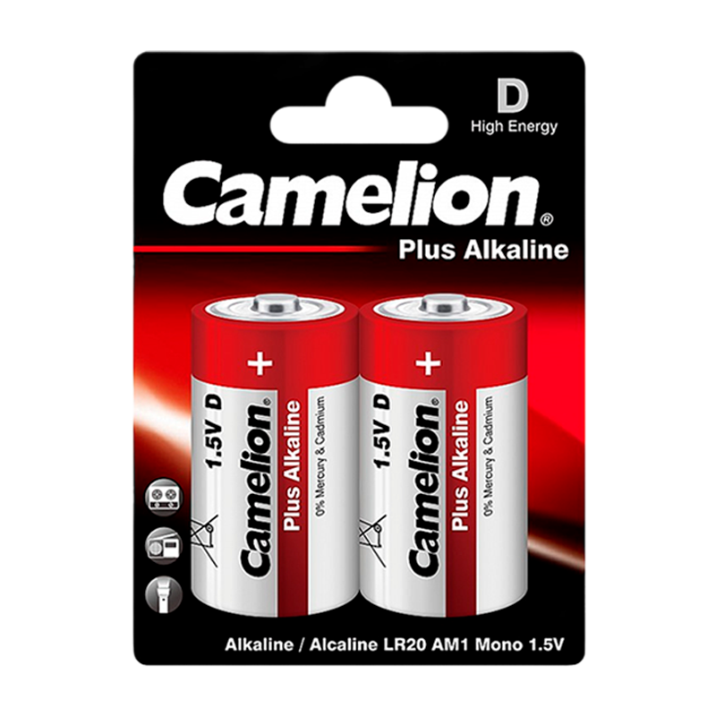 Батарейка Camelion Plus LR20 D BL2 Alkaline 1.5V (2/12/96)