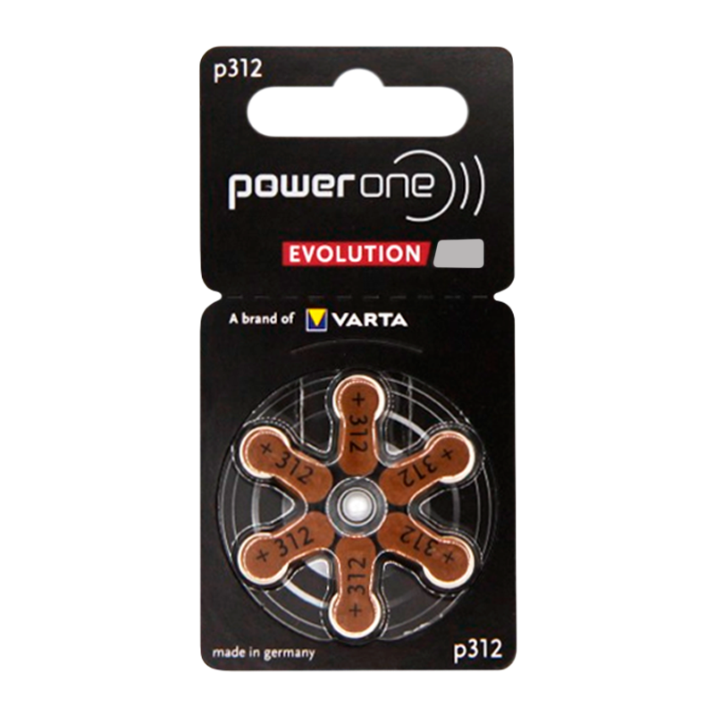 Батарейка PowerOne ZA312 Evolution BL6 Zinc Air 1.45V (6/60/300)