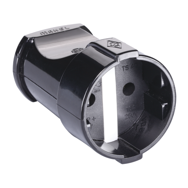 Розетка штепсельная Makel 1гн. пластик черный 10054 (1/50)