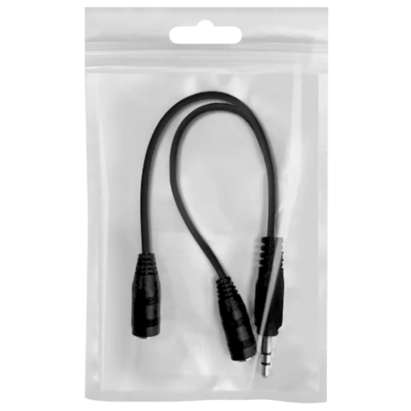 Переходник AUX Defender Jack 3.5mm (m)-2xJack 3.5mm (f) силикон черный (1/10/100)