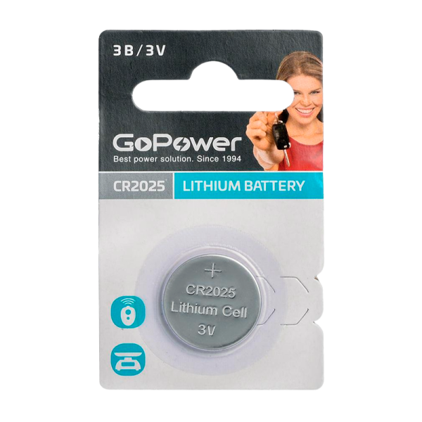 Батарейка GoPower CR2025 BL1 Lithium 3V (1/50/2000)