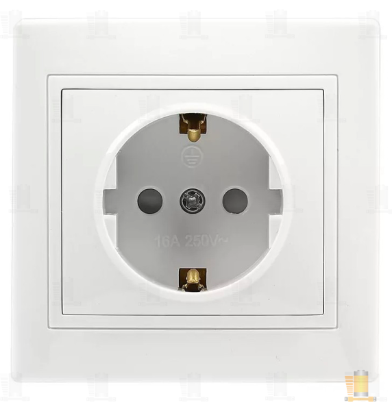 Розетка Smartbuy 1-местная с заземлением 16А белая, керамика "Венера"