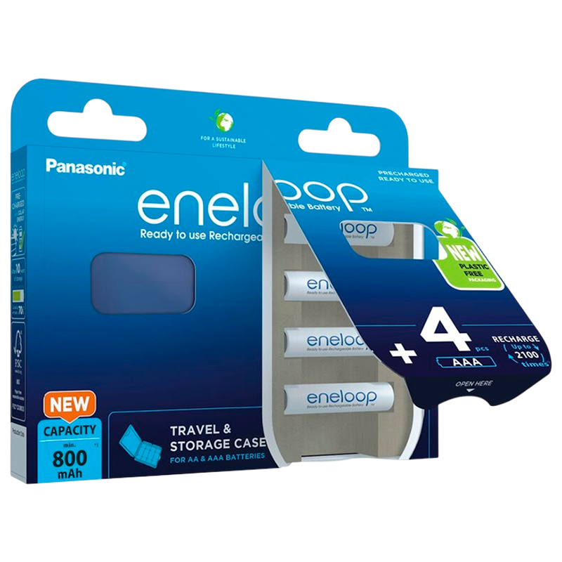 Аккумулятор предзаряженный RTU Panasonic HR03 AAA BL4 NI-MH eneloop 800mAh пласт. футл. (4/40/160)
