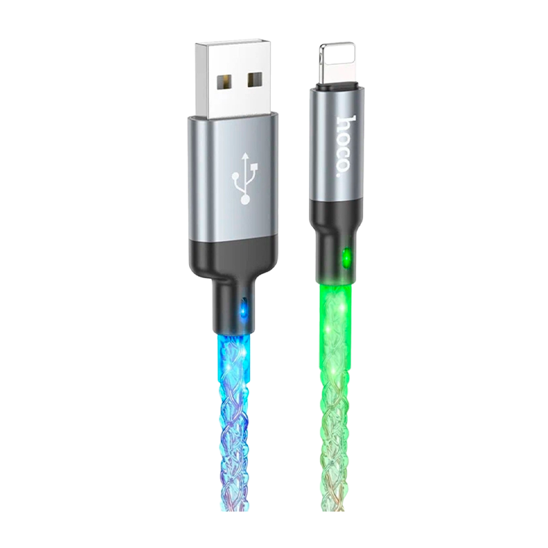 Кабель HOCO U112 Lightning (m)-Type-C (m) 1.0м 2.4A ПВХ серый (1/22/220)