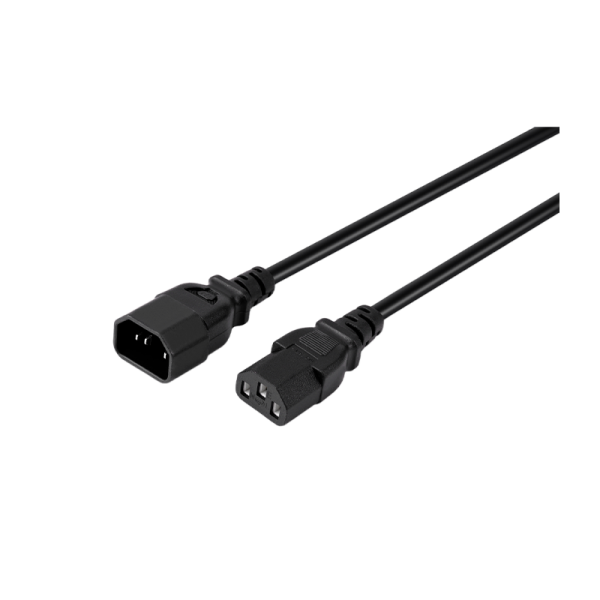 Кабель питания GoPower C14 (m)-C13 (f) 1.8м ПВХ 0.75мм удлинитель черный (1/10/100)