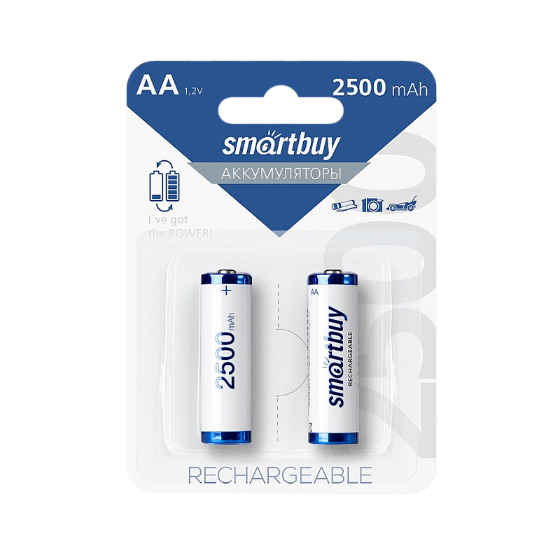 Аккумулятор бытовой Smartbuy HR6 AA BL2 NI-MH 2500mAh (2/24/240)