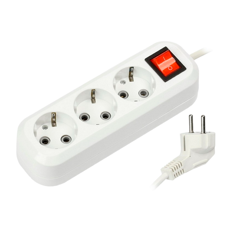 Удлинитель Smartbuy 3р.С/З 16A 3.0м с выкл. ПВС 3x1мм² белый (1/45)