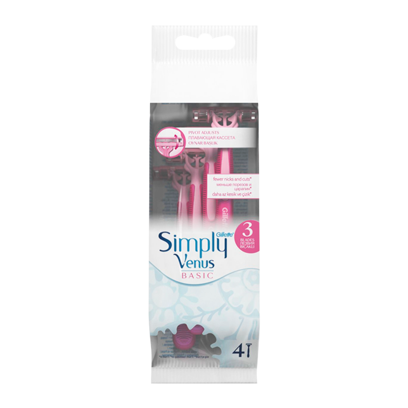 Бритва Gillette VENUS Simply Basic 3 лезвия 4шт. розовый (1/12)
