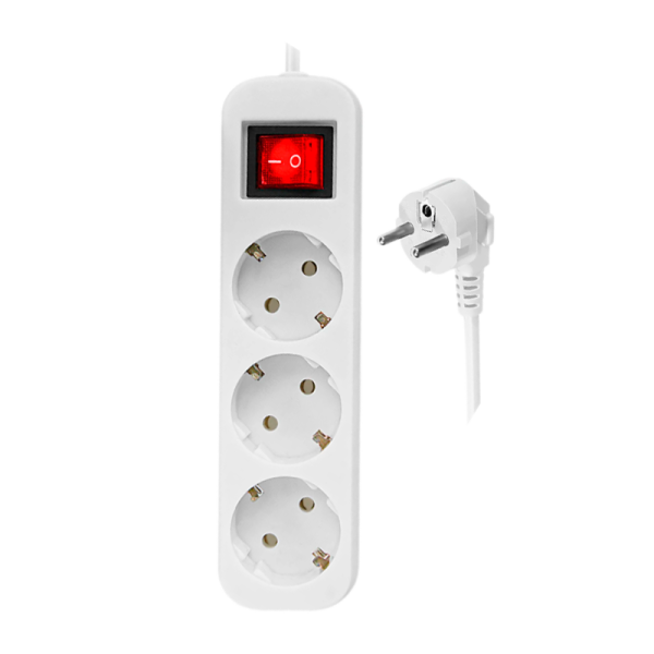 Удлинитель Defender S318 3р.С/З 10A 1.8м с выкл. ПВС 3x1мм² белый (1/30)