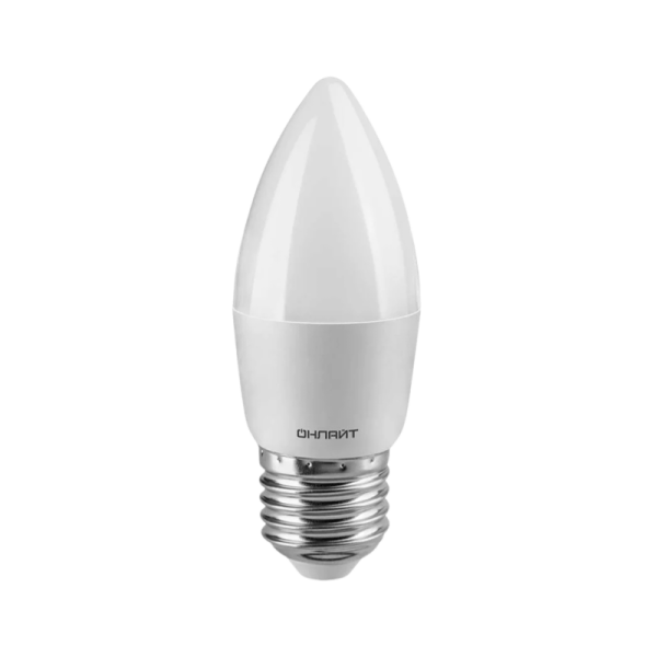 Лампа светодиодная ОНЛАЙТ Свеча 8W Е27 C37-8-230-4K-E27-FR холодный свет (1/10/100)
