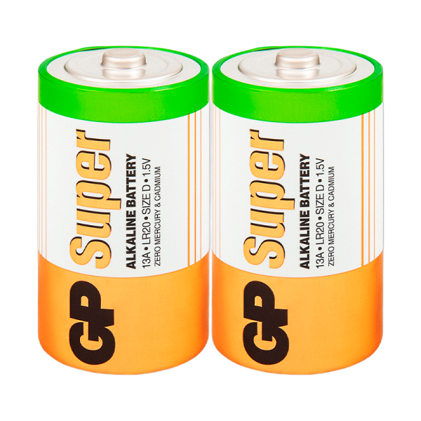 Батарейка GP Super LR20 D Shrink 2 Alkaline 1.5V (2/20/160) R