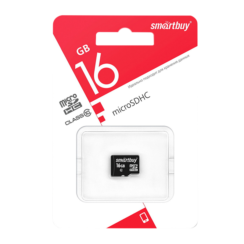Карта памяти microSD Smartbuy 16GB Class10 10 МБ/сек без адаптера