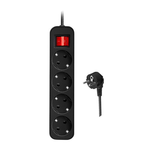 Удлинитель Defender G418 4р.С/З 1.8м с выкл. черный (1/30)