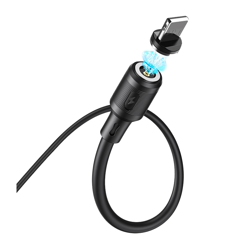 Кабель HOCO X52 USB (m)-Lightning (m) 1.0м 2.0A ПВХ магнит черный (1/31/310)