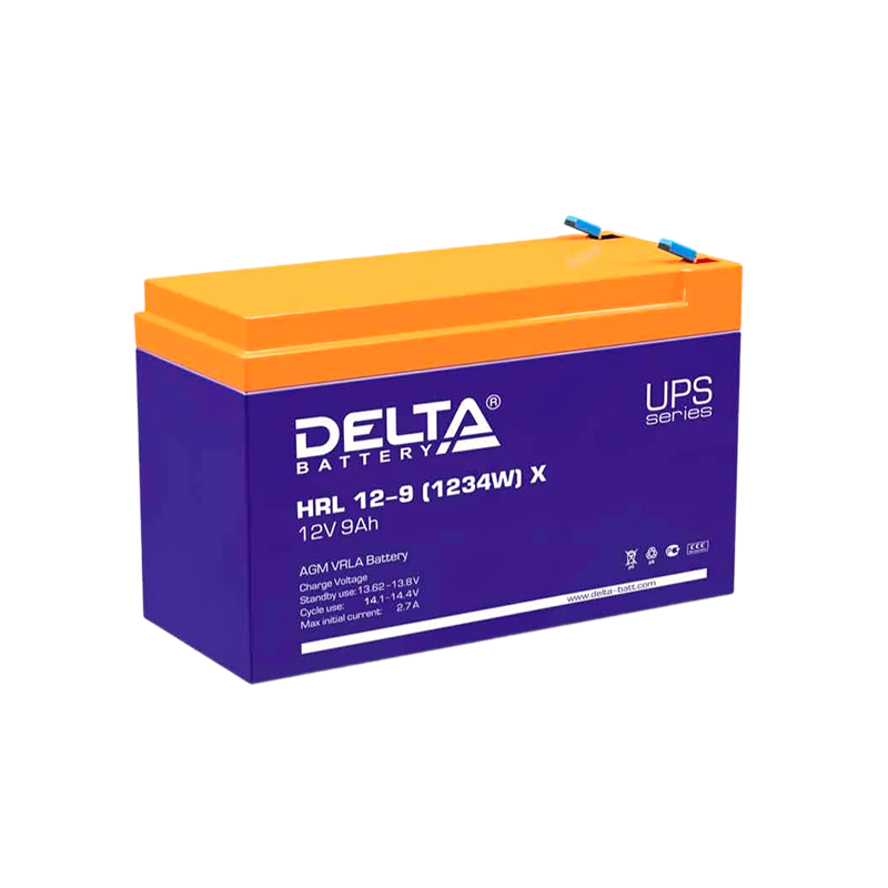 Аккумулятор свинцово-кислотный Delta HRL 12-9 (1234W) X 12V 9Ah (1/5)
