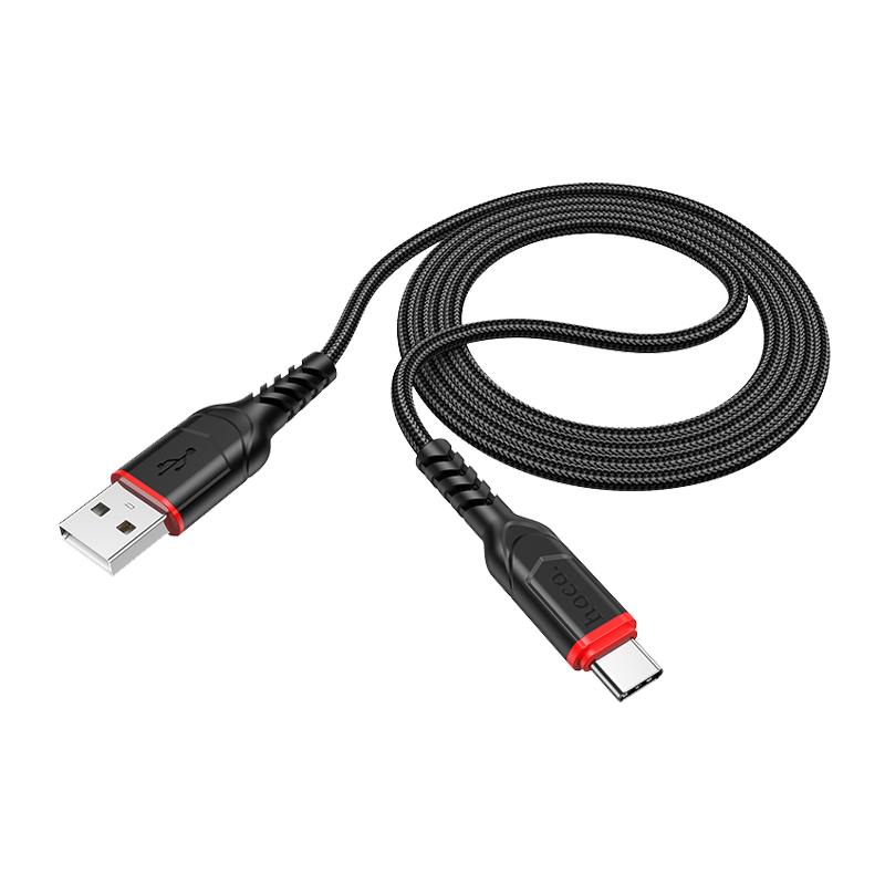 Кабель HOCO X59 USB (m)-Type-C (m) 1.0м 3.0A нейлон черный (1/33/330)