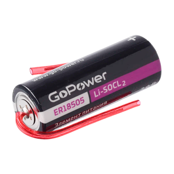 Батарейка GoPower ER18505 PK1 Li-SOCl2 3.6V с выводами (1/20/200)