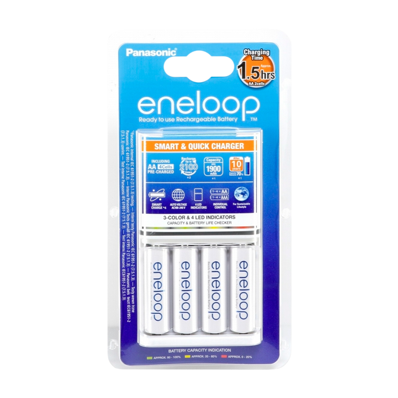З/У для аккумуляторов Panasonic eneloop Smart-Quick Charger AA/AAA 4 слота +4AA 1900mAh (1/4)